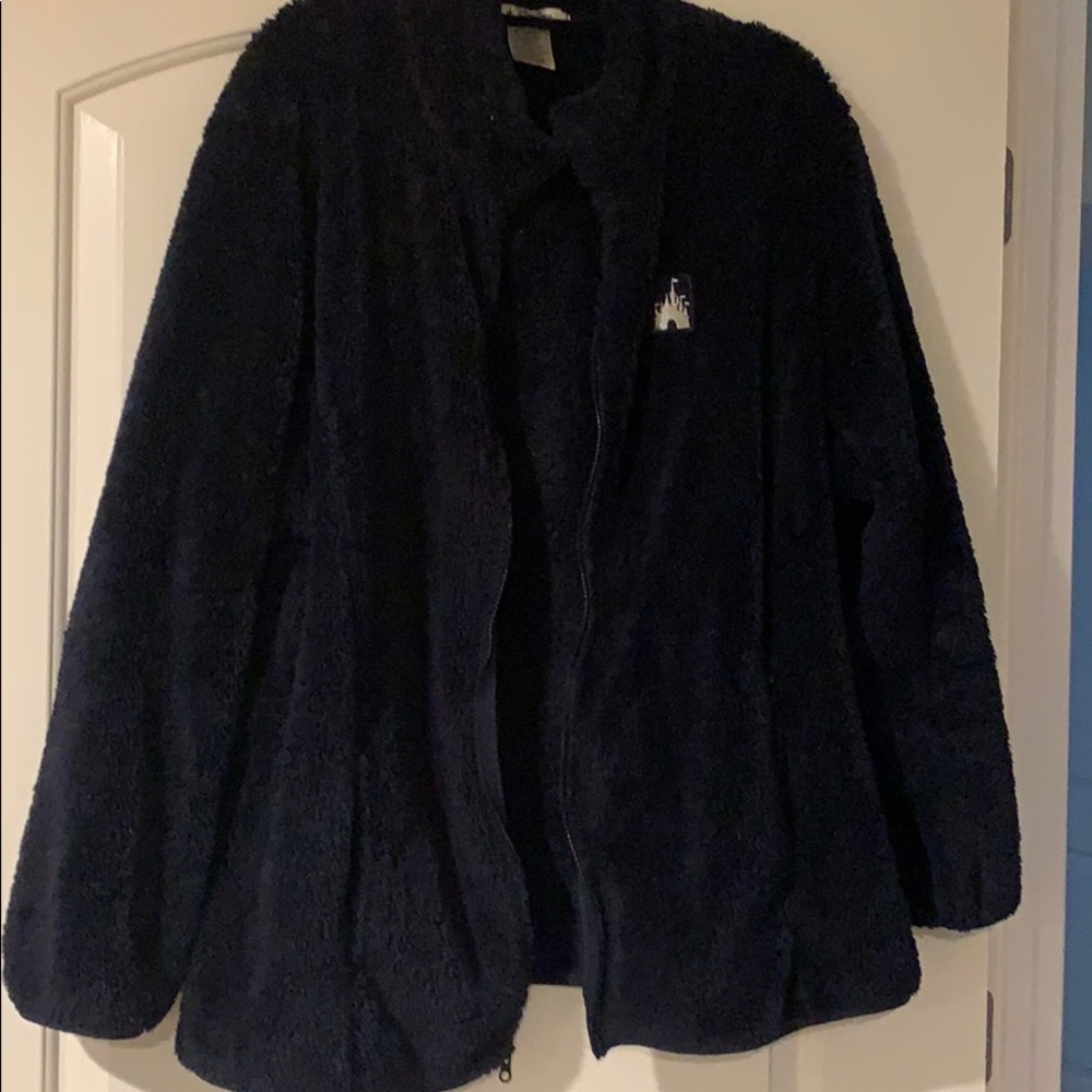 NWOT Fuzzy navy Disney parks zip up jacket